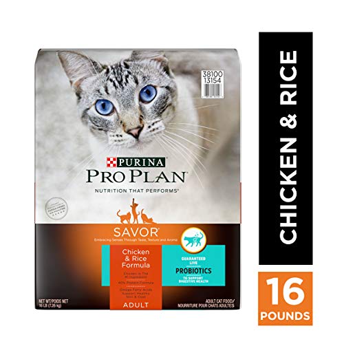 Purina Pro Plan High Protein, Probiotics Dry Cat Food, SAVOR Chicken & Rice Formula - 16 lb. Bag