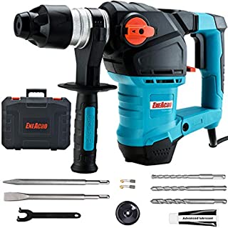 ENEACRO 1-1/4 Inch SDS-Plus 12.5 Amp Heavy Duty Rotary Hammer Drill, Safety Clutch 3 Functions with Vibration Control Including Grease, Chisels and Drill Bits with Case