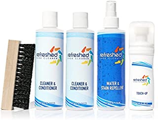 Refreshed Shoe Cleaning Kit - 2X Cleaning Solution, 1x Stain Repellent, 1x White Shoe Cleaner Paint, 1x Brush - Easily Clean Suede, Leather, Nubuck, Canvas and Mesh Shoes - Complete Shoe Cleaner Kit