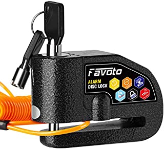 Favoto Disc Lock Alarm, 110 dB Alarm Sound Disc Brake Padlock for Motorcycle e-Bike Bicycle Scooter, 0.27 inch/7mm Lock Pin with Reminder Cable and Carrying Bag (Black)