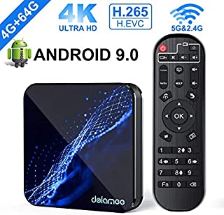 Android 9.0 TV Box, Dolamee 4GB RAM 64GB ROM D22 Quad-Core 64bits Dual-WiFi 2.4G/5.0G, Support 3D Ultra HD 4K H.265 USB 3.0 HDMI 2.0a Bluetooth Smart Box