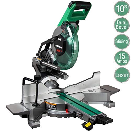 Metabo HPT 10-Inch Sliding Miter Saw | Zero Rear Clearance Slide System | Dual Bevel | Laser Marker (C10FSHCT)