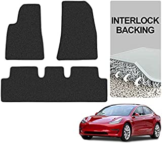 Teexpert Tesla Model 3 Floor Mats All Weather Interlock Backing Custom Fit Heavy Duty All Season Eco Friendly Accessories 2017 2018 2019 Black