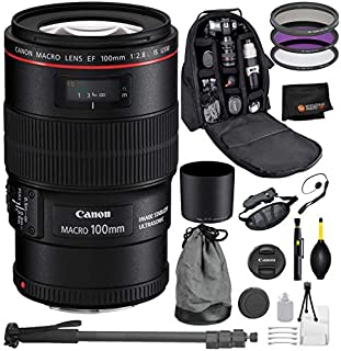 Canon EF 100mm f/2.8L Macro is USM Lens with Professional Bundle Package Deal Kit for EOS 7D Mark II, 6D Mark II, 5D Mark IV, 5D S R, 5D S, 5D Mark III, 80D, 70D, 77D, T5, T6, T6s, T7i, SL2