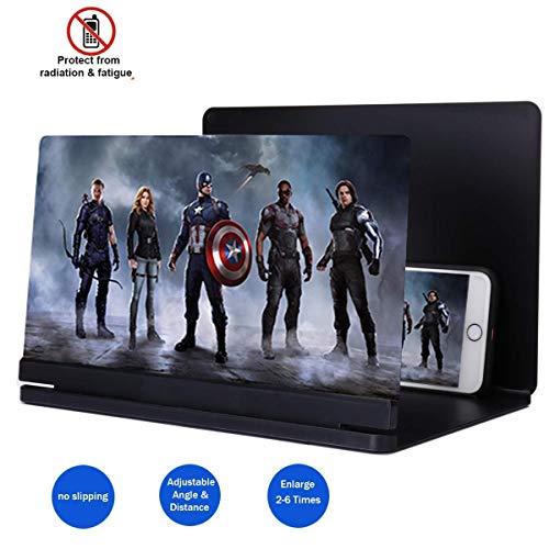 2019 Phone Screen Magnifier, 3D Smart Phone Screen Enlarger HD Movie Amplifier Foldable Cell Phone Holder Stand for iPhone Samsung Galaxy S7 and All other Mobile Phones