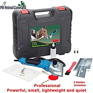 My Animal Command 110V Horse Clippers Professional Heavy Duty Kit, Professional Animal Grooming Clippers 2 Speeds Shaving Thick Coats Fur Horse Hair Ponies Equine Pigs Cattle Farm Livestock 2 Blades