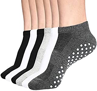 Grip Socks, 6 Pairs Non Slip Anti Skid Socks for Yoga,Pilates,Barre,Dance,Trampoline, Fitness for Unisex