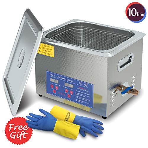 Industrial Grade Ultrasonic Cleaner Stainless Steel 10L Large Capacity with 400W Heating Power for Carbs Car Parts Bullets and Gun Parts ect DAREFLOW 2020 Upgrade