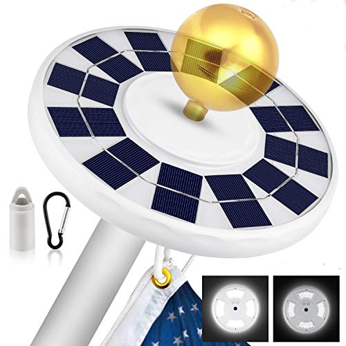 Solar Flag Pole Light, New 128 LED Super-Bright Solar Powered Flagpole Light, 2500mAh Waterproof Solar Light for in-Ground Poles 15-20 Ft, Lasts for 8-10 Hours, Auto On/Off Night Lighting