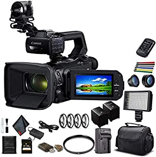 Canon XA50 Professional UHD 4K Camcorder (3669C002) W/Extra Battery, Soft Padded Bag, 64GB Memory Card, LED Light, Close Up Diopters, Lenses, and More Advanced Bundle (Renewed)