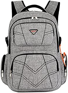SOCKO 17.3 Inch Laptop Backpack with USB Charging Port Water Resistant Business Travel Backpack Shockproof Computer Rucksack Large Capacity College Back Pack Fits 17 Inch Laptops for Men Women, Grey