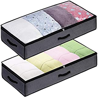 DOOOB Underbed Storage Bags with Reinforced Handles, Large Capacity Breathable Non-woven Fabric Storage Organizer for Blanket, Pillows, Comforter and Quilt