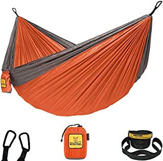 Wise Owl Outfitters Hammock Camping Double & Single with Tree Straps - USA Based Hammocks Brand Gear, Indoor Outdoor Backpacking Survival & Travel, Portable DO Org/Gy