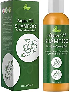 Argan Oil Shampoo for Oily Hair + Scalp - Sulfate Free Clarifying Shampoo for Greasy Hair - Volume Shampoo for Men + Women - Therapeutic Jojoba & Keratin for Strength - Salon Quality Natural Hair Care