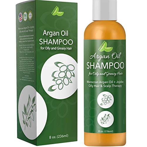 Argan Oil Shampoo for Oily Hair + Scalp - Sulfate Free Clarifying Shampoo for Greasy Hair - Volume Shampoo for Men + Women - Therapeutic Jojoba & Keratin for Strength - Salon Quality Natural Hair Care