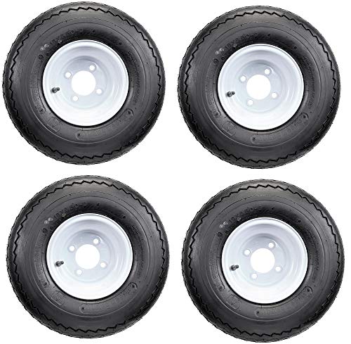 18x8.50-8 GTX OEM Golf Cart Wheels and Golf Cart Tires Combo - Set of 4 (18x8.5-8, white)