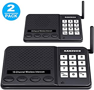 Wireless Intercom System (New Version) with High Sensitivity Antenna, Max 1.1 Mile Long Range in Open Space, 10 Channel x 3 Code Intercoms Wireless for Home Business Church College and Restaurant