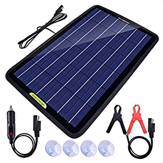 ECO-WORTHY 12 Volt 10 Watt Solar Battery Charger & Maintainer, Solar Panel Trickle Charger, Portable Power Backup Kit with Alligator Clip Adapter for Car, Boat, Automotive, Motorcycle, RV