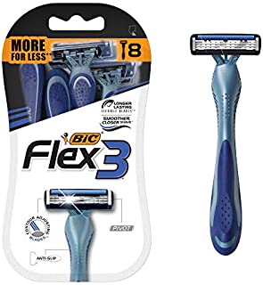 BIC Flex 3 Titanium Men's Disposable Razor, Triple Blade, 8 Count, for an Ultra Smooth and Close Shave