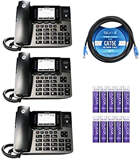 Motorola ML1002D (ML1000 x1, ML1100 x2) DECT 6.0 Expandable 4-Line Business Phone System with Digital Receptionist and Answering System Bundle with Blucoil 10-FT Cat5e Cable, and 10 AAA Batteries