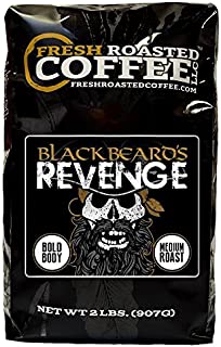 Fresh Roasted Coffee LLC, Blackbeards Revenge Coffee, Artisan Blend, Medium Roast, Bold Body, Whole Bean, 2 Pound Bag