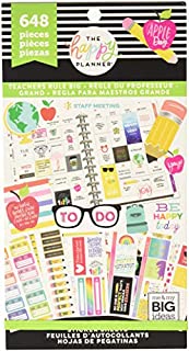 me & my BIG ideas Sticker Value Pack for Big Planner - The Happy Planner Scrapbooking Supplies - Teachers Rule Theme - Multi-Color - Great for Projects & Albums - 30 Sheets, 648 Stickers Total