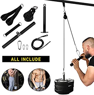 Elevtab Fitness LAT and Lift Pulley System, Nylon Machine with Upgraded Loading Pin for Triceps Pull Down, Biceps Curl, Back, Forearm, Shoulder-Home Gym Equipment