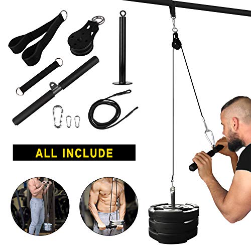 Elevtab Fitness LAT and Lift Pulley System, Nylon Machine with Upgraded Loading Pin for Triceps Pull Down, Biceps Curl, Back, Forearm, Shoulder-Home Gym Equipment