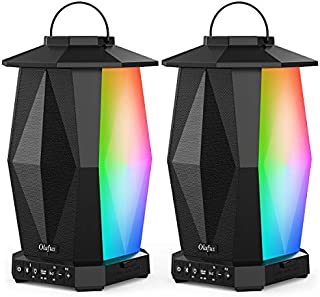 Olafus Outdoor Bluetooth Speakers 2 Pack, 25W Waterproof Wireless Lantern Speakers with LED Mood Lights, Up to 200 Speakers Synch, 20H Playtime, Party Speakers for Garden Patio Yard Camping