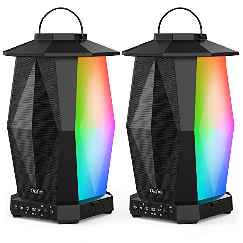 Olafus Outdoor Bluetooth Speakers 2 Pack, 25W Waterproof Wireless Lantern Speakers with LED Mood Lights, Up to 200 Speakers Synch, 20H Playtime, Party Speakers for Garden Patio Yard Camping