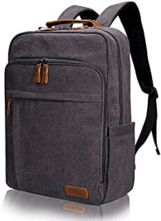 Estarer Laptop Backpack w/USB Charging Port for Men Women, Water Resistant Canvas Backpack School Office Work Fit Most 17-17.3 Inch Computer