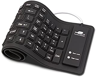 Sungwoo Foldable Silicone Keyboard USB Wired Waterproof Rollup Keyboard for PC Notebook Laptop (All Black)