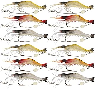 Goture Soft Lures Shrimp Bait Set, Freshwater/Saltwater, Trout Bass Salmon, 12 Piece