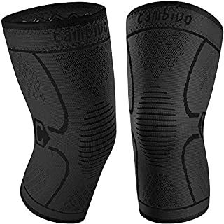 CAMBIVO 2 Pack Knee Brace, Knee Compression Sleeve Support for Men and Women, Running, Hiking, Arthritis, ACL, Meniscus Tear, Sports (Black,Small)