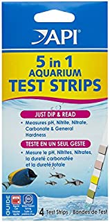 API 5-IN-1 TEST STRIPS Freshwater and Saltwater Aquarium Test Strips 4-Count Box