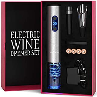 Electric Wine Opener Set with Charger and Batteries- Holiday Gift Set - Christmas Gift Idea Holiday Kit with Batteries and Foil Cutter Uncle Viner G105