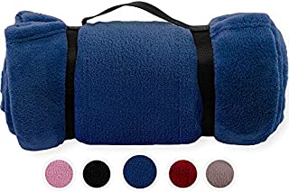 Pembrook Fleece Travel Blanket w/Handle - Navy - Super Soft and Warm Plush Coral Micro Fleece  Sizes 51 X 63 inches  Great for Couch, Bed, Sofa, loveseat, Travel, Picnic, Flight