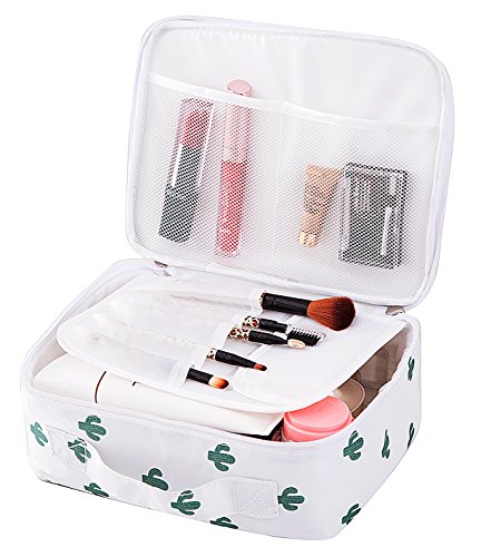 Travel Makeup Cosmetic Case,Portable Brushes Case Toiletry Bag Travel Kit Organizer Cosmetic Bag Cactus A