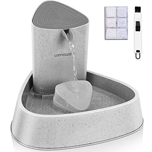 URPOWER Pet Fountain, Upgraded Automatic Cat Fountain Dog Water Fountain Cat Water Dispenser, Adjustable Water Flow Setting Drinking Fountain Cat Bowl for Cats, Dogs, Pets(Gray)