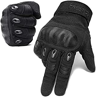 FREETOO Work Gloves Men Protection Gloves for Hiking Cycling Climbing Outdoor Camping Sports (Full Finger Black, Large:9