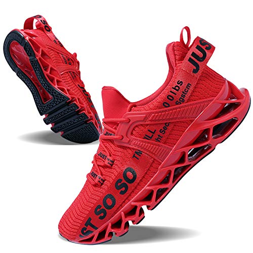 Mens Running Shoes Non Slip Athletic Walking Blade Type Sneakers Red,US 12