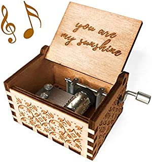 Ucuber You are My Sunshine Music Box - Wood Laser Engraved Vintage Cute Box Best Gift for Wife, Son, Daughter, Dad, Mom, Girlfriend, Wedding Anniversary/Birthday/Christmas/Valentine's Day