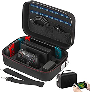 Vikena Nintendo Switch Game Deluxe Travel and Storage Case ,Game Carrying Case fit for Switch Pro Controller,Poke Ball,Switch Console and Accessories,Black