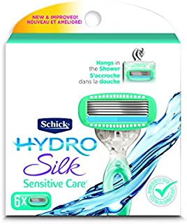 Schick Hydro Silk Sensitive Care Hang-In Shower Razor Blade Refills for Women, 6 Count