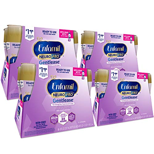 Enfamil Neuropro Gentlease Ready To Feed Baby Formula Milk, 8 fl oz. - MFGM, Omega 3 DHA, Probiotics, Iron & Immune Support, 24 Count (Package May Vary)