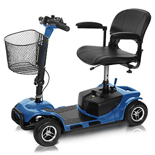 Vive 4 Wheel Mobility Scooter - Electric Powered Wheelchair Device - Compact Heavy Duty Mobile for Travel, Adults, Elderly - Long Range Power Extended Battery with Charger and Basket Included