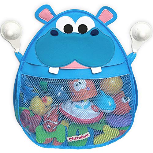 Cheraboo Baby Bath Toy Organizer for Tub- Hurley Hippo Mesh Bath Toy Holder with Two Suction Cups Keep Toddler and Baby Toys Organized and Dry