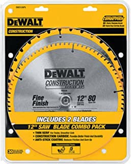 DEWALT 12-Inch Miter Saw Blade, Crosscutting, Tungsten Carbide, 80-Tooth, 2-Pack (DW3128P5)