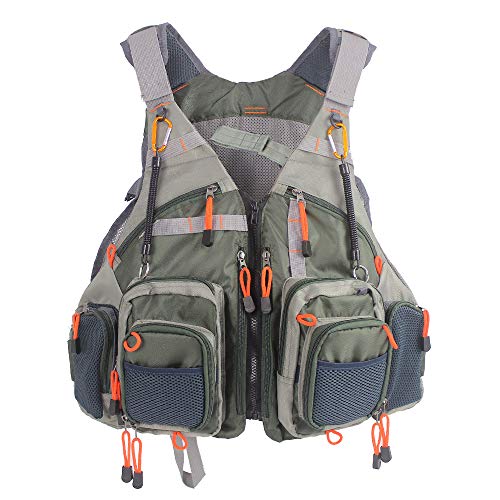 Fly Fishing Vest Pack Adjustable Breathable Outdoor Activity Vest with Retractable Spring Coil Kit for Men and Women