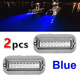 VOFONO Pair Stainless Steel DC12V 27LED Blue Underwater Pontoon Marine/Boat Houseboat Navigation Transom Trailer Lights Waterproof IP68